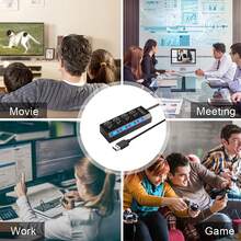 USB 2.0 集线器，多端口 USB 分线器，带电源适配器，4/7 端口 USB 扩展集线器 - 彩色 - 查看 11