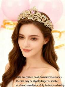 1pc Women's Fashion Princess Crown Decor Sweet Rhinestone Birthday Headband Royal Tiaras Costume Crown Hair Garland Headpiece, Tiara Crown, Wedding, Bridesmaids Gifts, Looks Of Party