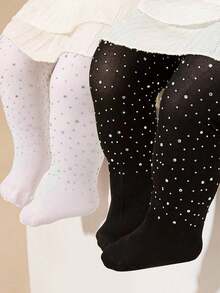 1/2 Stücke Mädchen Schwarz & Weiß Leggings, dekoriert mit glänzenden Strass, leicht atmungsaktiv bequem vielseitig undurchsichtig, modischer mädchenhafter Stil geeignet für Prinzessinnenkleid, Schulaufführung, Tanzen, Reisen, Urlaubsgeschenk, verschiedene Kombinationen erhältlich - Verschiedenfarbig - Übersicht 19