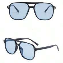 1 pieza Gafas de moda básicas para mujer, adecuadas para uso casual de negocios, regalo de otoño/invierno - Mi Nail/Marco negro Pieza azul - Ver 3