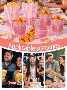 12pcs Bow Tie Design Popcorn Boxes, Romantic Wedding Season, Size 11.5X7X5CM, Suitable For Birthday Party, Wedding, Movie Theater, Shopping Mall Party Favor Boxes - Bow D - View 8