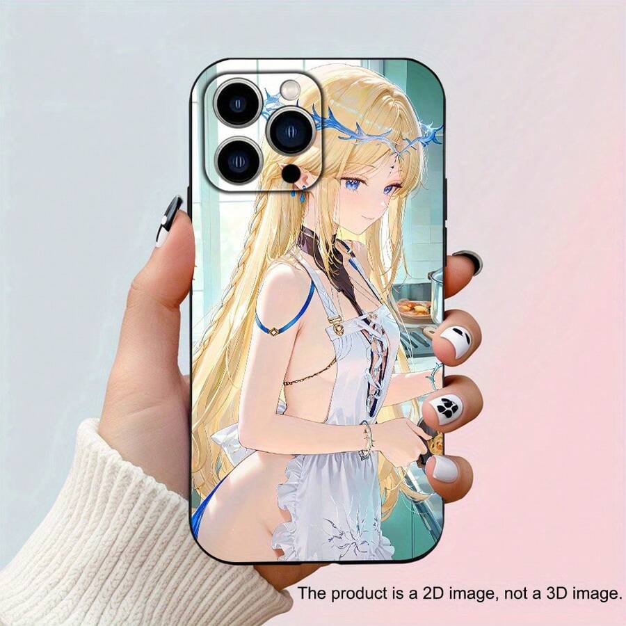 Atractivas fundas de teléfono de anime encantadoras y directas con engrosamiento, accesorios móviles compatibles con 11/12/13/14/15/16 / Pro Max Pro Plus como regalo. - Negro - Ver 1