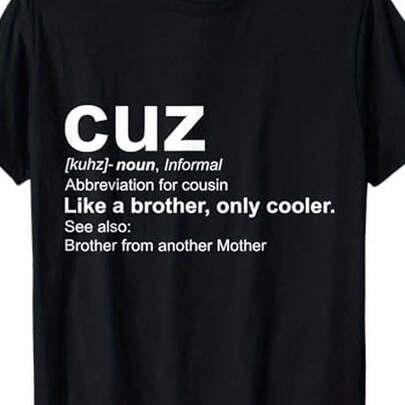 Camiseta 100% Algodón "Primo": Divertida, "Como un Hermano, Solo que Más Genial", Estampada, Cuello Redondo, Manga Corta para Halloween y Navidad, Estilo Retro Minimalista Casual para Hombre y Mujer, Atuendo Festivo Juguetón