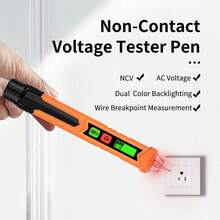 Non-Contact Inductive Voltage Tester Electrician's Multi-Function Voltage Detector Circuit Continuity Checker Breakpoint Locator Voltage Tester - Orange - View 1