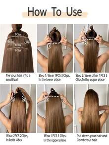 4片装合成纤维夹式接发片，14英寸直发接发片，带BB夹，隐形无痕假发，女士专用 - 彩色 - 查看 7