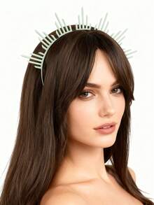 1Pc Goddess Halo Crown Headpiece - Sunburst Silver Spiked Celestial Headpiece Virgin Mary Goddess Headband Statue Of Liberty Crown Women Renaissance Costume Hair Accessories For Party - Nhiều màu - Xem 2