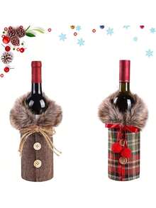 This Two-Piece Christmas-Themed Wine Bottle Decorating Set Includes Ornaments, Sleeves, And Bottle Bags. It's Ideal For Decorating Your Table At Holiday Parties. - G-JT101+G-JT102 - 查看 7