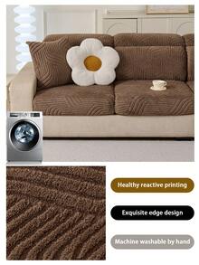 1pc Thick Warm Jacquard Soft Velvet Anti-Slip Sofa Seat Cushion Cover, Style Soft & Skin-Friendly Pet-Proof Elastic Sofa Slipcover, Autumn/Winter Anti-Scratch Sofa Skirt Fit For L-Shaped Combination Sofa And 1/2/3/4 Seat Sofa (Sold Individually) - Coffee Brown - View 7