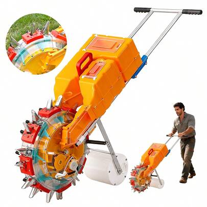 Sembradora Manual Fácil Rápida Ajustable 10-80cm 16 Picos,Agricola,Sembradoras De Semillas Y Abonos Fertilizante De Maiz Cacahuete,Soja Y Guisante,Empuje Manual Sembradora Herramientas De Jardinería,Sembradora Manual De Maiz Multiusos, Sembradora De Cacahuete Manual, Rodillo De Sembradora De Jardín, Máquina De Sembradora De Precisión De Jardín, Sembrador Con Rodillo De Empuje Portatil, Máquina Multifunción Para Sembrar Maíz Manualmente
