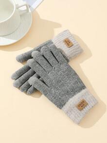 1 双女士户外骑行手套，保暖防风触屏手套，纯色，保暖内衬，加厚款 - 分指手套 - 查看 11