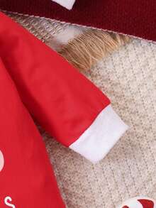 2件套/组 宝宝第一个圣诞节圣诞老人驯鹿连体衣+圣诞帽，长袖连体衣套装 - 紅色 - 查看 6