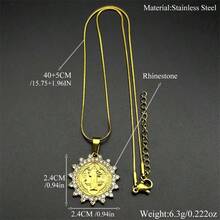 Catholic Saint Benedict Rhinestones Medal Stainless Steel Pendant Necklace For Women Men Gold Color Chain Jewelry San Benito - Necklace - View 3