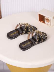 一双女童凉鞋，新款蝴蝶结公主鞋，松紧带设计，软底休闲女童沙滩鞋，适合夏季穿着。 - 酒紅色 - 查看 7