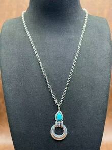 1 Set Vintage Bohemian Style Turquoise Pendant Necklace, Turquoise Earrings, 2-Layer Necklace Can Be Matched Freely, Versatile, Suitable For Casual Wear, All Seasons Jewelry, Suitable For Women And Girls To Match Daily Outfits, Party Accessories, Jewelry, Gift For Family/Friends/Yourself - Bohemian Style - View 25