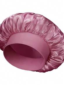 1 pieza Gorro de satén de ala ancha de unicolor para mujer, gorro de dormir de moda, cómodo y transpirable, adecuado para el cuidado diario del cabello - A - Ver 9