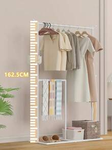 Perchero de Acero Negro - Almacenamiento Versátil para Ropa, Bufandas, Bolso y Más - Incluye Canastas y Soporte para Paraguas/Zapatos - Alto 162.5cm, Base Estable - Blanco - Ver 7