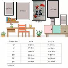 1pc, 2D Flat Printing, Rabbit In Winter Coat With Red Umbrella And Snail In Snow, Canvas Wall Art For Living Room Wall Decor For Bedroom Bathroom Framed Wall Poster Art Prints Ready To Hang Pictures Home Decorations - Nhiều màu - Xem 7