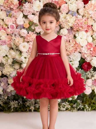 Girls Princess Dress Puffy Tutu Skirt, Birthday Party Stage Performance Princess Dress, Lightweight Summer Princess Dress Suitable For Events, Performances And Parties
