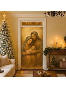 Door Cover Decoration For Christmas And New Year's With Beautiful Prints - Jesus' Family - View 3