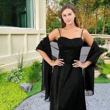 Pashmina Shawl Wraps For Women Evening Dresses Sparkly Elegant Scarf Shawls Blanket Shoulder Cover Poncho Wrap,13FFBlacksssolid - 13F黑色實心 - 查看 2