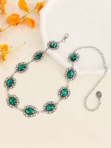 1条复古银色几何腰链 - 钻石镂空吊坠，送给追求现代魅力的女性的完美礼物，适合日常穿搭、晚宴庆典和街头服饰，是时尚爱好者的时尚之选。