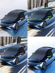 1 Stück magnetische Auto Windschutzscheiben Schneeabdeckung, Frostschutz für Scheibe mit Seitenspiegel Schutz, Ganzjahres-/Vereisungsschutz, passend für die meisten Limousinen, dreifach-Schicht Schnee- und Frostschutz für Front- und Heckscheiben, starke Magnete für einfache Montage, geeignet für Lastwagen und SUVs - integrierter Eiskratzer und Fahrzeugschutz, Vollabdeckungs-Design mit Sicherheitsflügeln, Universalgröße, Wintersonnenblende und Vereisungsschutz - Verschiedenfarbig - Übersicht 11