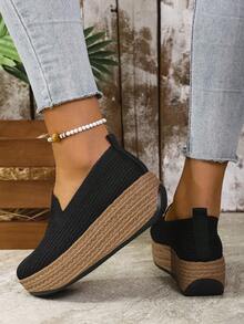 Zapatos de plataforma versátiles y de moda con suela gruesa - Negro - Ver 1