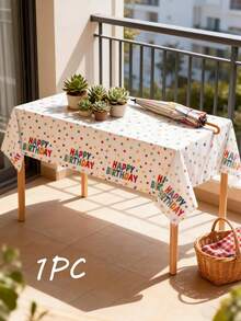 3pcs 137*274CM/53.94*107.87IN Disposable Tablecloth, Colorful Polka Dot "Happy Birthday" Print, Waterproof & Easy To Clean, Suitable For Birthday Parties, Celebrations And Daily Use - Multicolor - View 6