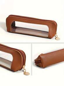 Transparent Cosmetic Bag, Travel Makeup Bag, Faux Leather Makeup And Brush Organizer Pouch With Clear Window And Zipper, Convenient For Carrying, Suitable For Fitness And Business Travel, Can Hold Lipstick And Other Items, Not Waterproof, Suitable For Students And Daily Use, Can Be Given As A Gift To Friends, Girlfriends, Teachers Or Valentine's Day Gifts. - Multicolor - View 6