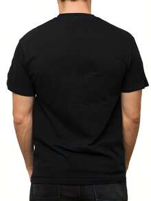 Men's Casual Sporty Fashion Short Sleeve T-Shirt, Pink Guitar  2D Print, Stretchy And Comfortable, Suitable For Sports, Travel, And Daily Wear - Regular Fit Round Neck, Knitted Fabric, Patterned T-Shirt, Comfortable Fit Shirt, Men's Printed - 黑色 - 查看 3