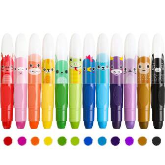 12pcs Cute Jumbo Crayons, 12 Colors Twistable Crayons Washable Crayons Silky Large Crayons For Coloring, Painting