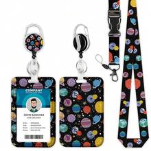 Colorful Planet Space Lanyards For ID Badges, ID Badge Holder With Lanyard Retractable Badge Holder/Reel Lanyard, Teacher Student Office Gifts,ColorfulPlanetSpace - 炫彩星球太空 - 查看 1
