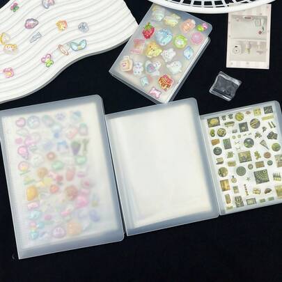 1个3/4/5/6英寸磨砂卡片收纳册，贴纸收纳册，手工DIY收纳册，贴纸收纳册，计划本材料收纳，Kpop照片卡收纳，透明磨砂双面卡片收纳册，可用于收纳贴纸、卡片、票据、发票，大容量相册，收纳整理器，返校必备，学习用品，办公用品等。