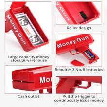喷钱枪 - 喷钱枪 - 可重复使用，配有模拟钞票，是婚礼和活动的完美派对道具！