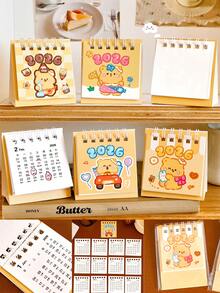 1/4pcs 2026 Desk Calendar, Cute Teddy Bear Desk Calendar, High-Quality Desk Planner & Organizer, Suitable For Daily Planning, Monthly Scheduling, Home, School, Office, Back To School Supplies