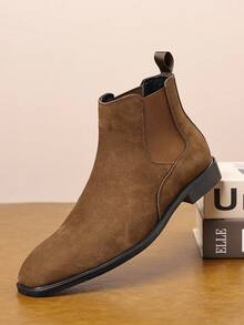 男士麂皮切尔西踝靴，舒适弹力套穿设计，商务休闲，经典款式，多种颜色可选