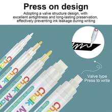 White Chalk Marker 5 Packs White Water-Based Dust-Free Liquid Chalk For Advertising And Graffiti, Blackboard Chalk Set 5 Different Tip Size Different Using For Teacher Coffee Shop - Multicolor - View 5