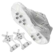 1 szt. raków stalowych, uniwersalne kolce do butów/butów zewnętrznych, antypoślizgowe, wielorozmiarowe, 10 szt. stalowych kolców antypoślizgowych do wędrówek pieszych, jazdy na łyżwach, chodzenia po śniegu, przyczepności 360° na śniegu, lodzie i różnych rodzajach terenu, elastyczny pasek ułatwiający zakładanie/zdejmowanie, unisex