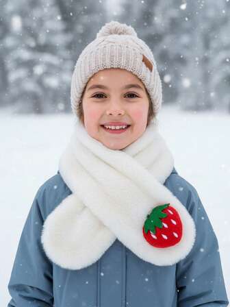 Children's Solid Color Faux Fur Scarf, Warm & Versatile Neck Warmer For Boys & Girls, Autumn/Winter