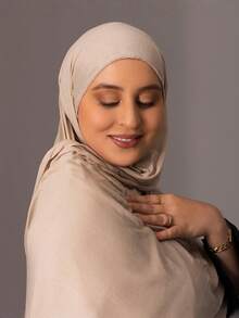 1 Khăn trùm đầu Jersey dành cho nữ, Khăn trùm đầu Modal, Màu trơn, Mềm mại như lụa, Thoải mái, Khăn trùm đầu thoáng khí, Khăn quấn đầu, Khăn xếp Jersey, Khăn choàng/Khăn choàng 180cm*70cm, Thích hợp cho sử dụng hàng ngày, ngoài trời, cầu nguyện, thờ cúng - Màu be - Xem 4