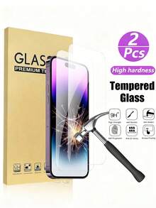 2pcs 9H Ultra-Clear Ultra-Thin Tempered Glass Screen Protector, Compatible With IPhone 14, 13, 12, 11 Pro Max, 17/17 Pro/17 Pro Max/17 Air/16 Pro Max/16 Pro/16 Plus/15 Pro/15 Plus/11/12/13/Mini/XR/SE (2020/2022 Models), Anti-Scratch, High Definition, Screen Protector - Clear - View 37