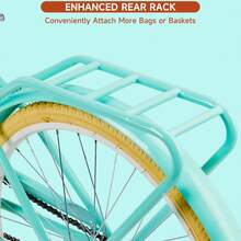 24/26-Inch Women's City Bicycle With Front Basket | Comfort Seat, Dual Brakes & Anti-Slip Tires - Perfect For Urban, Beach & Park Rides - 綠色 - 查看 7