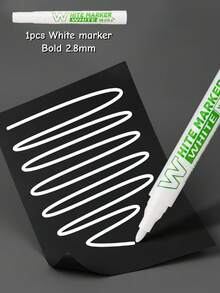 1/3/6/12pcs White Permanent Marker Pens, Fine Tip, Waterproof Quick-Drying Ink, Suitable For Glass, Windows, Tire Painting, Clothes, Wood, Leather, Ceramic, Metal, Paper, Art Creation And Sketching - White - View 14