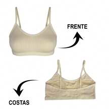 KIT 2 TOP Menina Moça Bojo Removível Conforto Alça Regata - Cinza - Visão 5