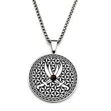 Flower Of Life Imam Ali Sword Stainless Steel Necklace For Women Men Silver Color Tiger Eye Stone Sacred Geometry Chain Jewelry - Necklace - View 6