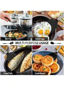 1pc Solid Silicone Scraper, Non-Stick Insertion Type Heat Resistant Kitchen Utensil, Suitable For Fish, Eggs, Pancakes - Black - View 4