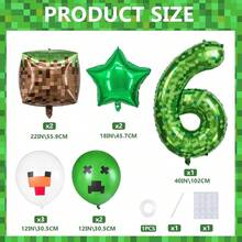 40 Inch Green Pixel Miner Themed Number Foil Balloons, Mining Green Birthday Party Decorations Bundle 0 - 9 Optional Anniversary Balloon Party Supplies Number 6 - Số 6 - Xem 2