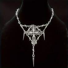 Fashion Cross Pendant Necklace, Jewelry Party Gift 1 Piece - 銀色 - 查看 2