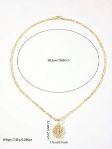 1PC Religious Pendant Necklace, 14K Gold-Plated Fashion Pendant, Faith Theme Accessories, Suitable For Both Men And Women To Wear In Daily Festivals. - Yellow Gold - View 3