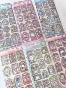 玻璃窗贴纸、全息贴纸、剪贴簿和文具装饰贴纸、DIY项目和办公用品工艺贴纸、激光日记/水杯装饰贴纸 - 彩色 - 查看 2